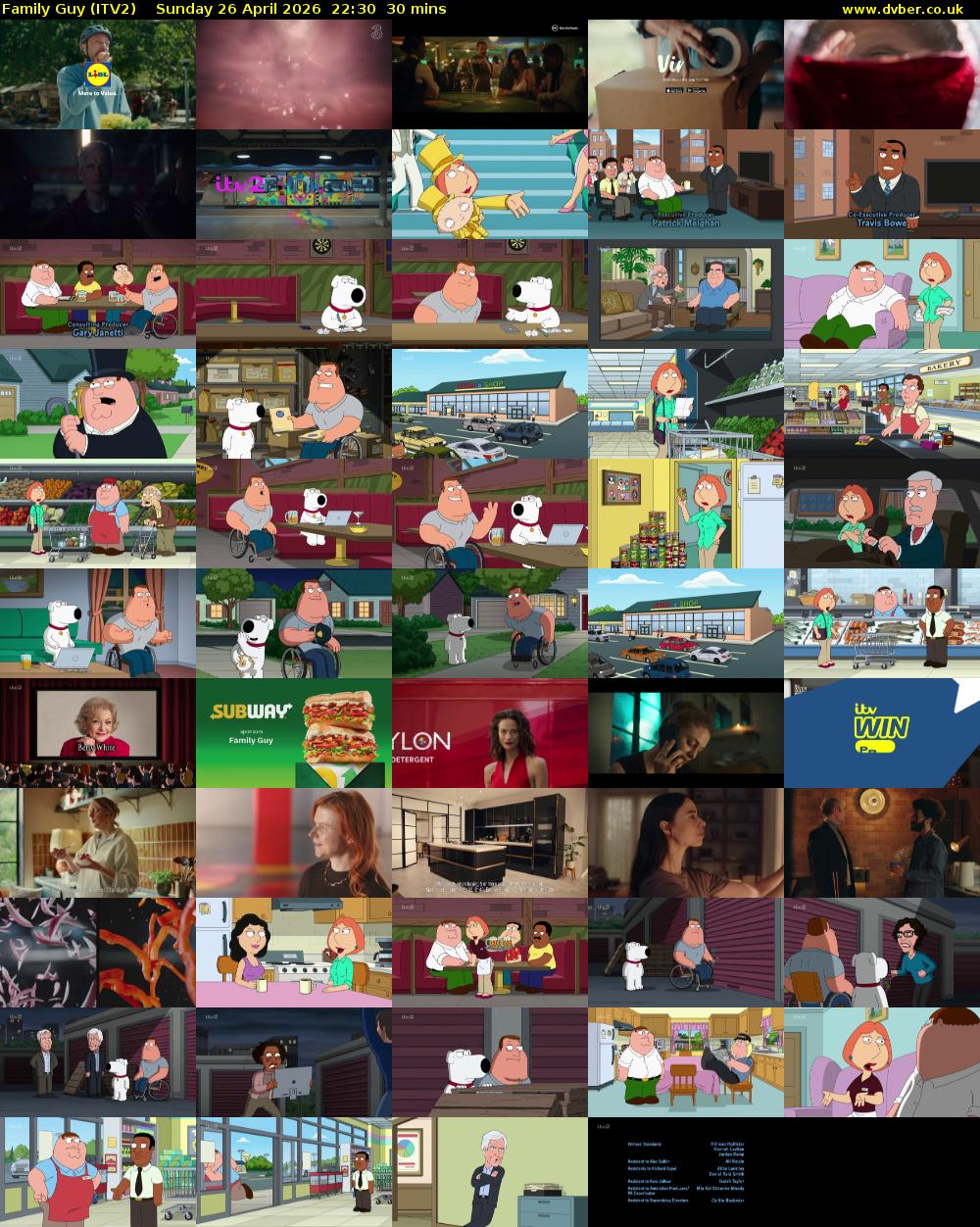 Family Guy (ITV2) Sunday 26 April 2026 22:30 - 23:00