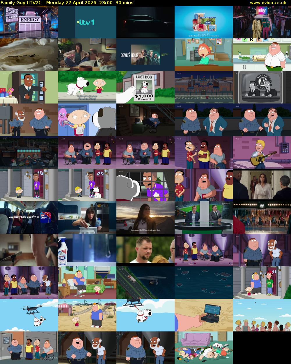 Family Guy (ITV2) Monday 27 April 2026 23:00 - 23:30