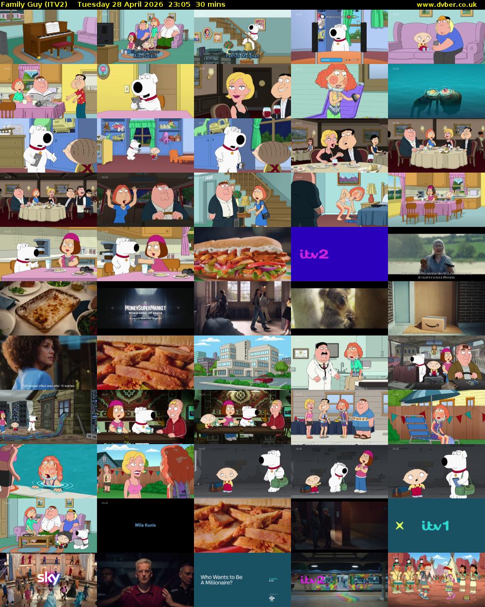 Family Guy (ITV2) Tuesday 28 April 2026 23:05 - 23:35