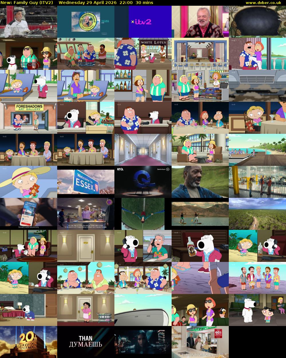 Family Guy (ITV2) Wednesday 29 April 2026 22:00 - 22:30