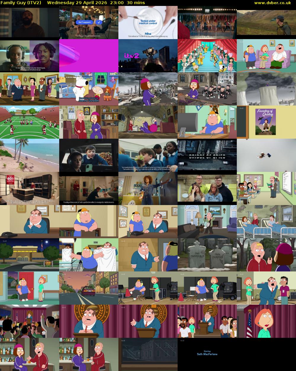 Family Guy (ITV2) Wednesday 29 April 2026 23:00 - 23:30