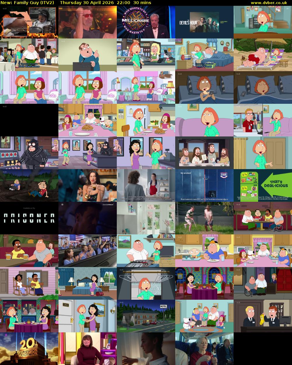 Family Guy (ITV2) Thursday 30 April 2026 22:00 - 22:30