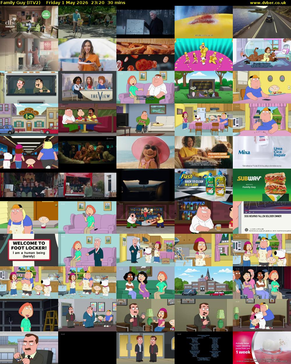 Family Guy (ITV2) Friday 1 May 2026 23:20 - 23:50
