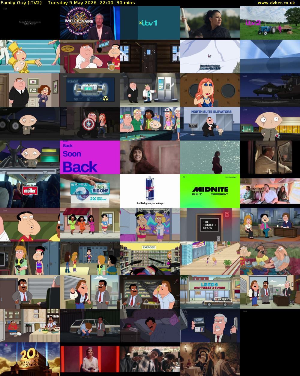 Family Guy (ITV2) Tuesday 5 May 2026 22:00 - 22:30