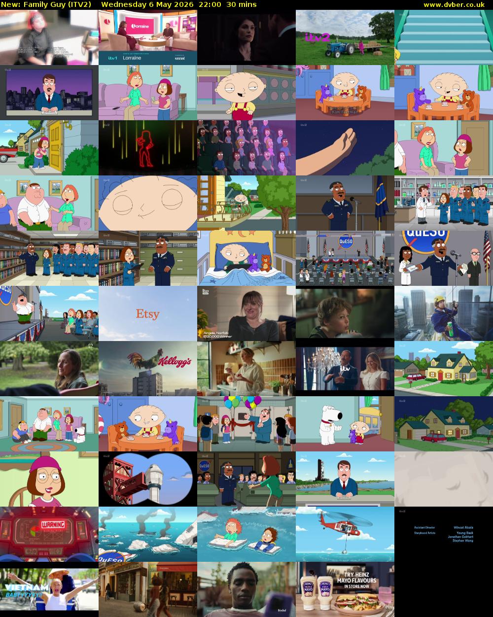 Family Guy (ITV2) Wednesday 6 May 2026 22:00 - 22:30
