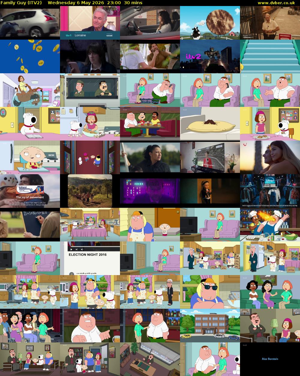 Family Guy (ITV2) Wednesday 6 May 2026 23:00 - 23:30