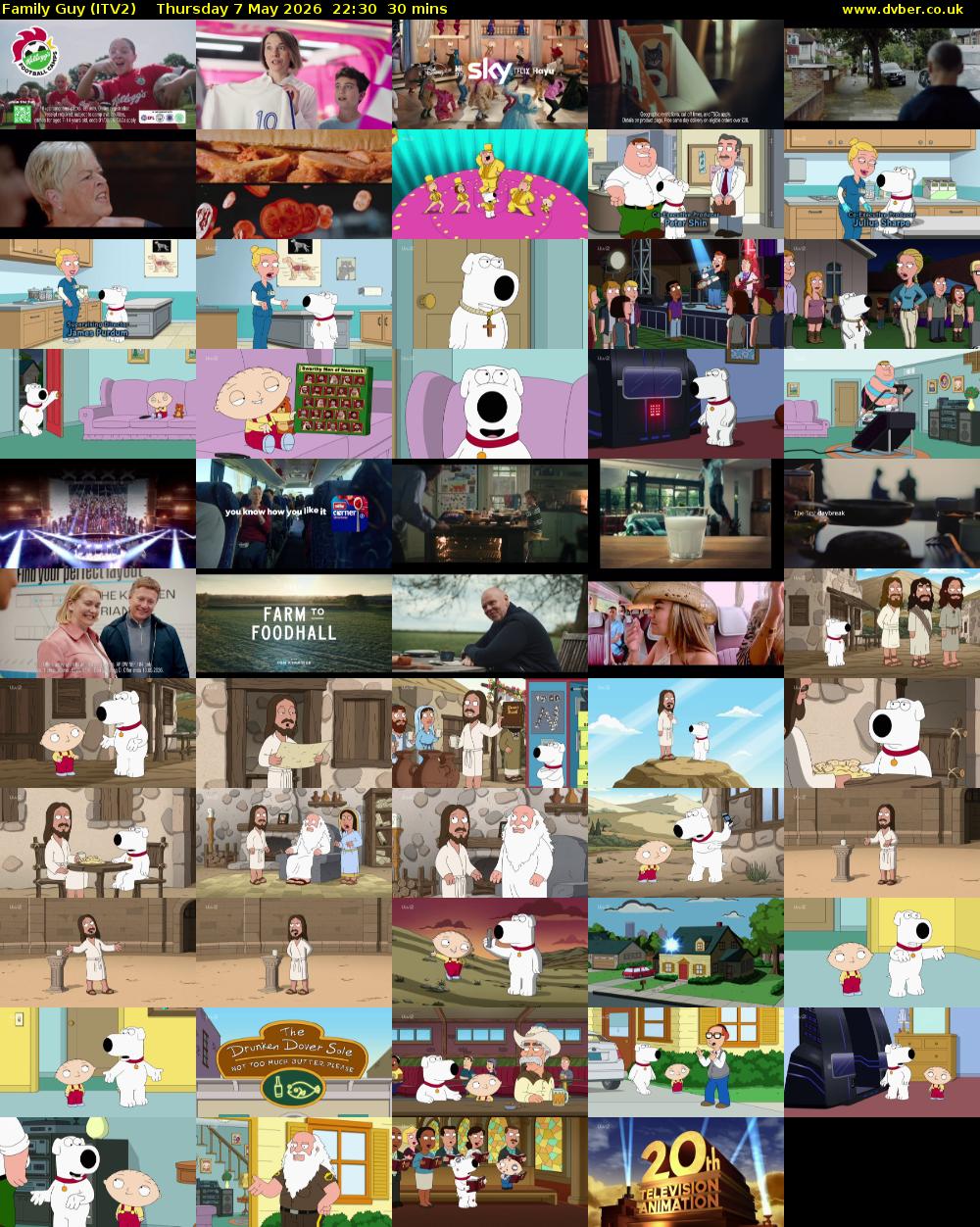 Family Guy (ITV2) Thursday 7 May 2026 22:30 - 23:00