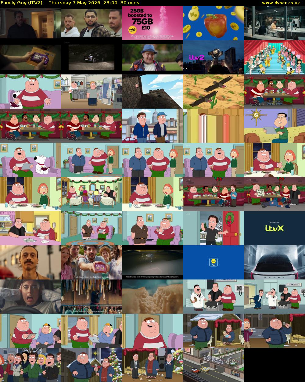 Family Guy (ITV2) Thursday 7 May 2026 23:00 - 23:30