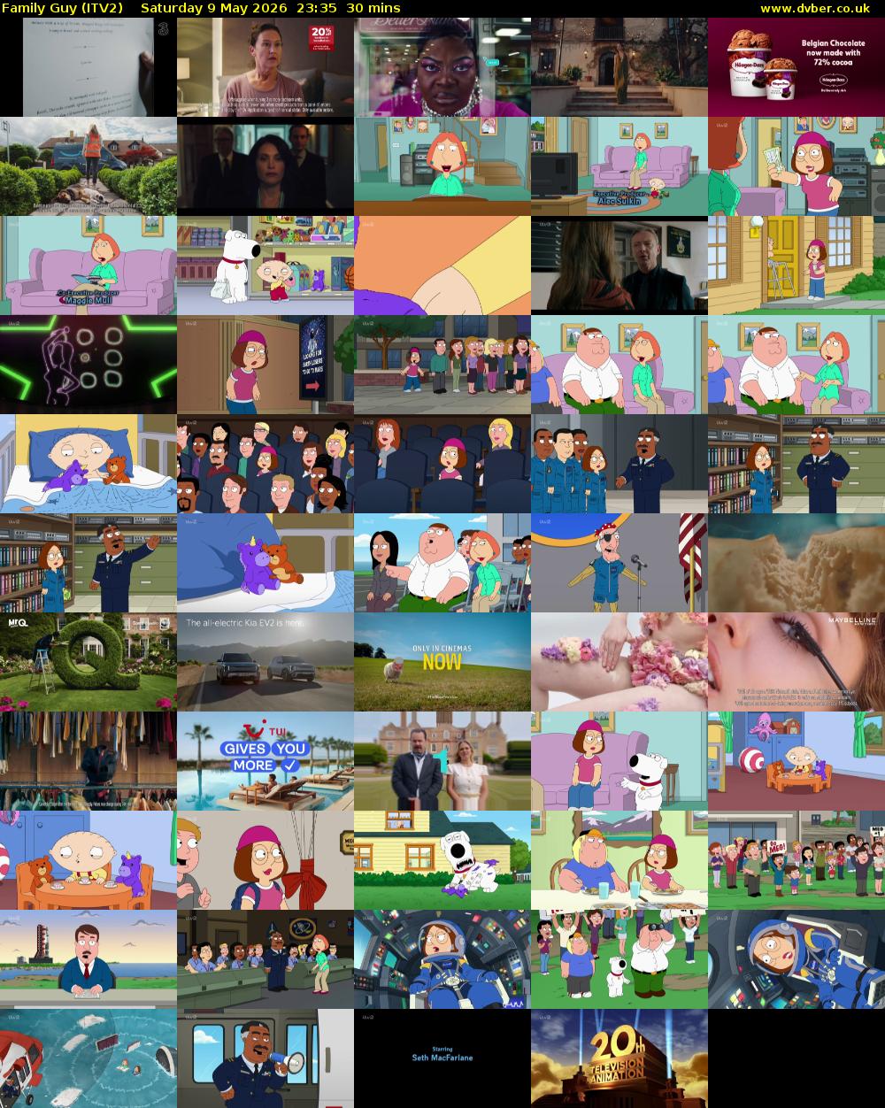 Family Guy (ITV2) Saturday 9 May 2026 23:35 - 00:05