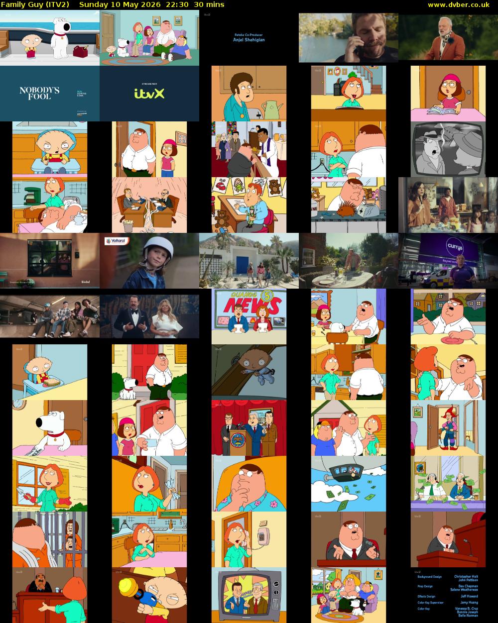 Family Guy (ITV2) Sunday 10 May 2026 22:30 - 23:00