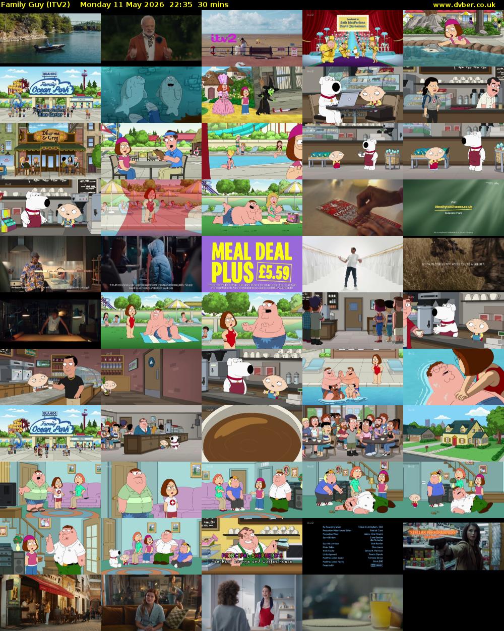 Family Guy (ITV2) Monday 11 May 2026 22:35 - 23:05