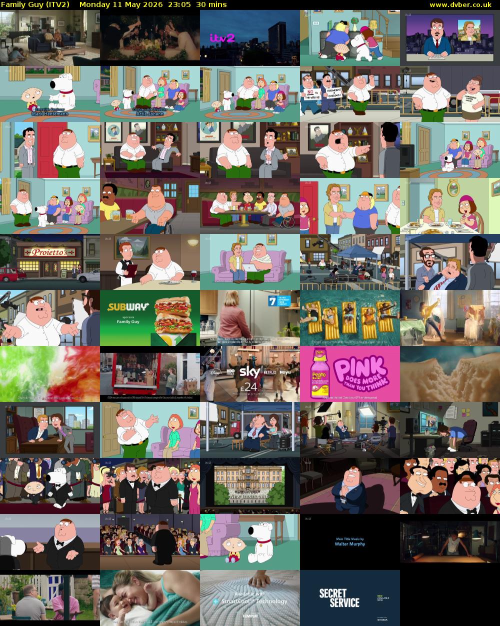 Family Guy (ITV2) Monday 11 May 2026 23:05 - 23:35