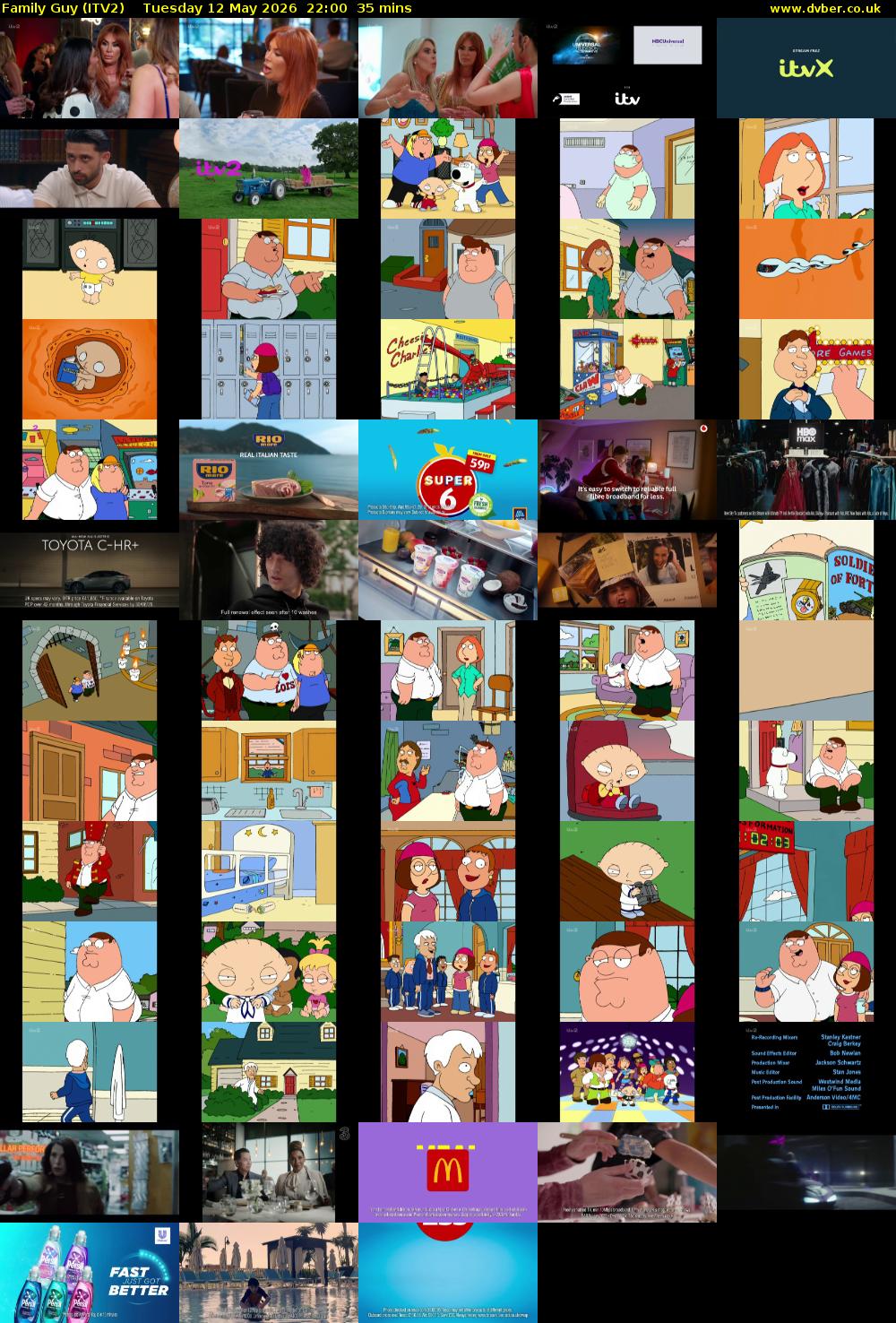 Family Guy (ITV2) Tuesday 12 May 2026 22:00 - 22:35