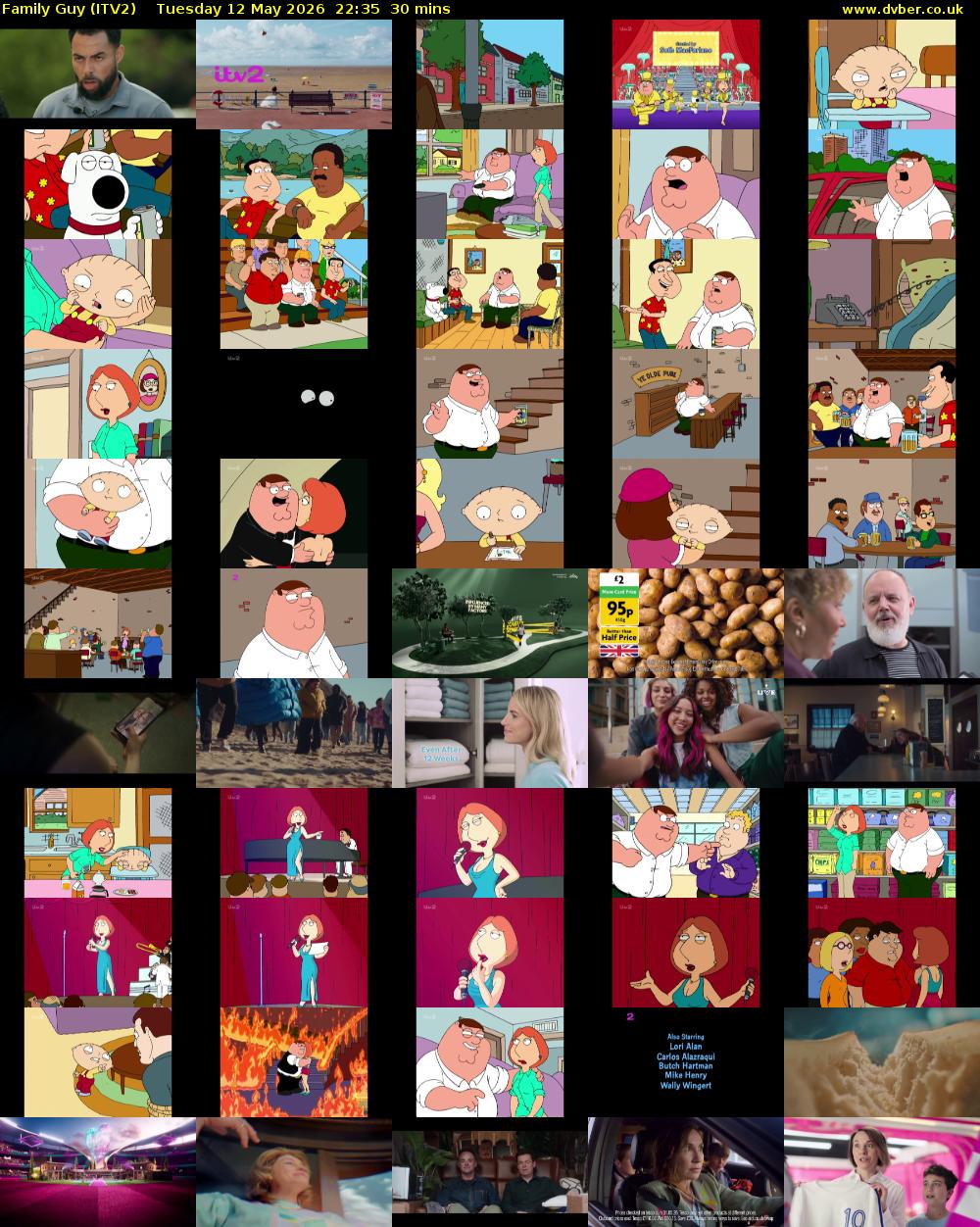 Family Guy (ITV2) Tuesday 12 May 2026 22:35 - 23:05