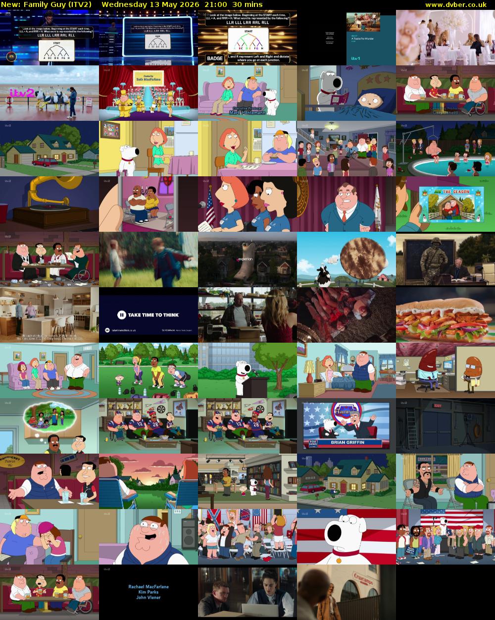 Family Guy (ITV2) Wednesday 13 May 2026 21:00 - 21:30