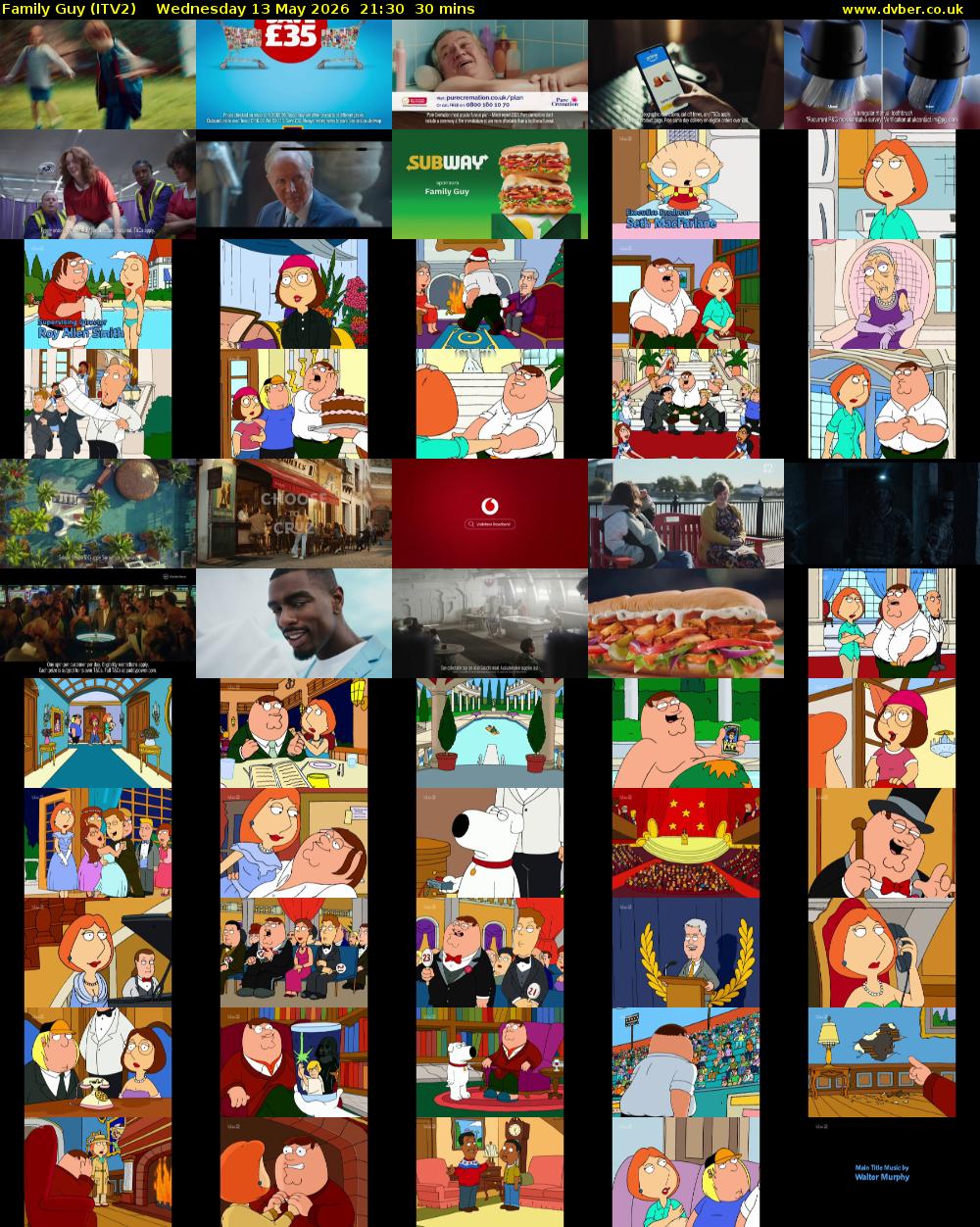 Family Guy (ITV2) Wednesday 13 May 2026 21:30 - 22:00
