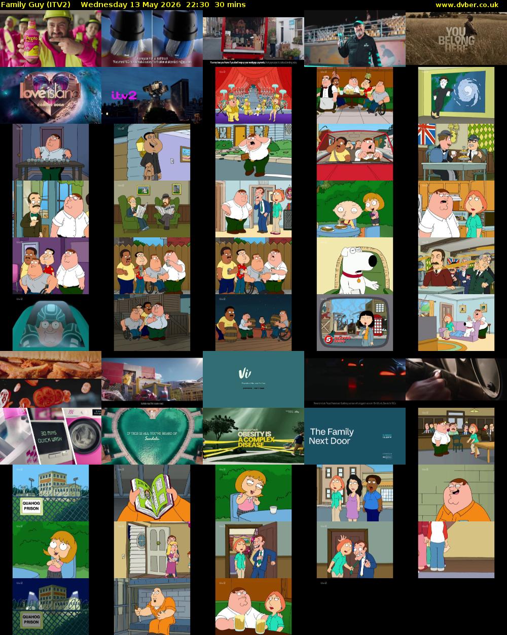 Family Guy (ITV2) Wednesday 13 May 2026 22:30 - 23:00