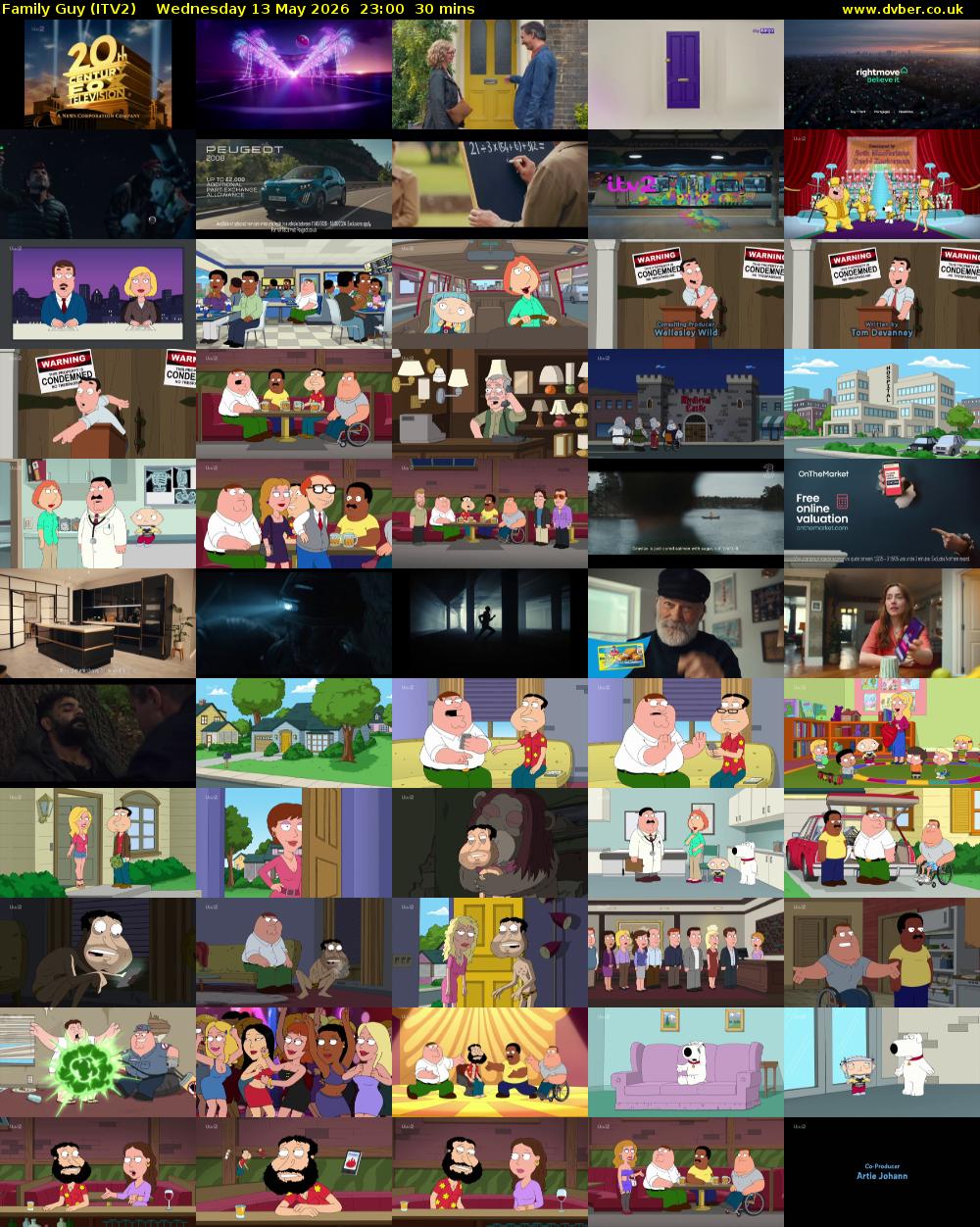 Family Guy (ITV2) Wednesday 13 May 2026 23:00 - 23:30