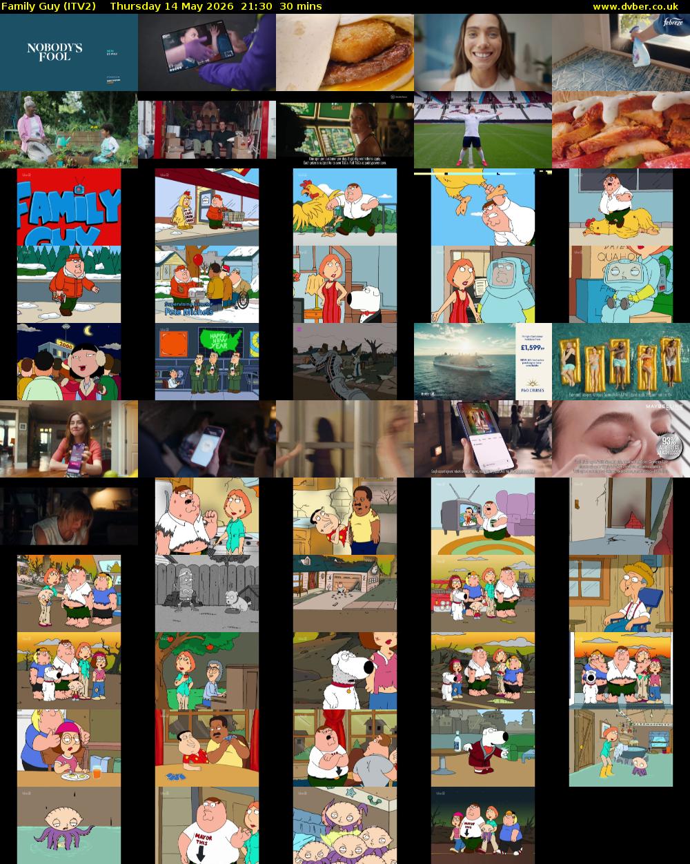 Family Guy (ITV2) Thursday 14 May 2026 21:30 - 22:00