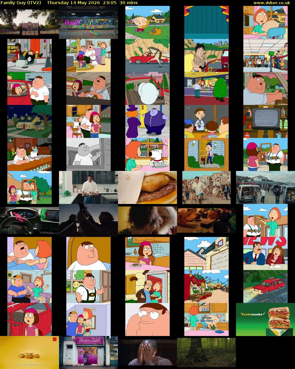 Family Guy (ITV2) Thursday 14 May 2026 23:05 - 23:35