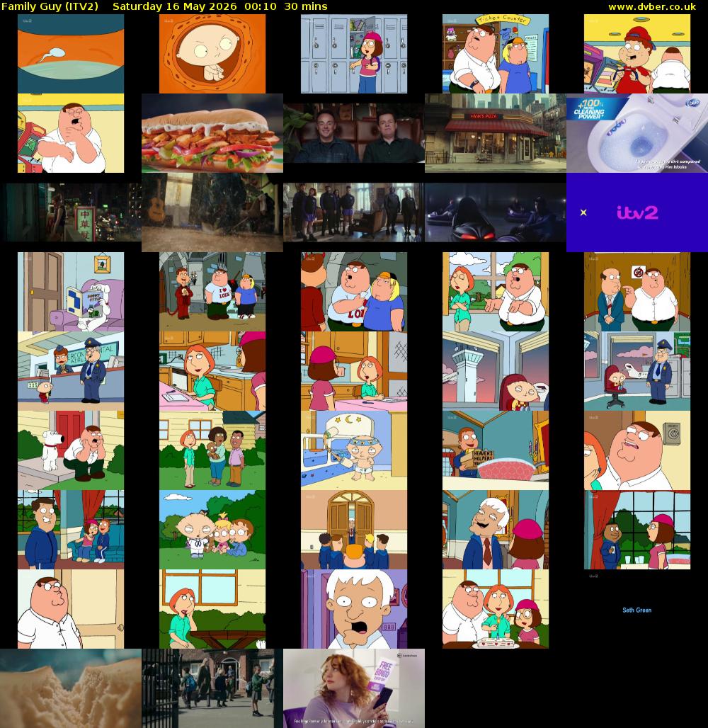 Family Guy (ITV2) Saturday 16 May 2026 00:10 - 00:40