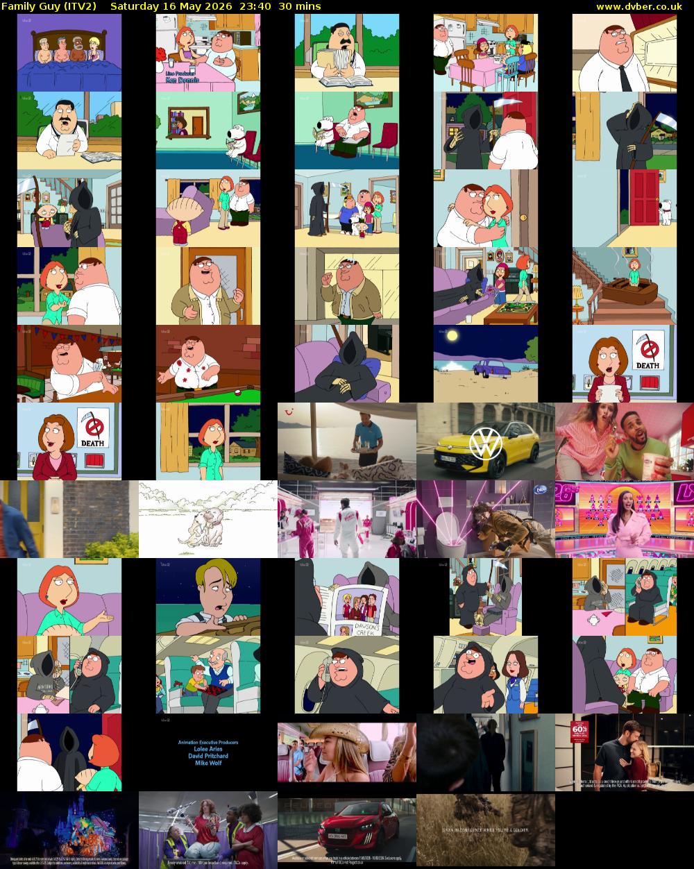Family Guy (ITV2) Saturday 16 May 2026 23:40 - 00:10