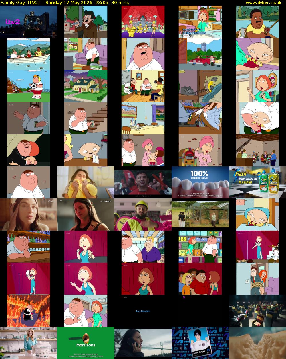 Family Guy (ITV2) Sunday 17 May 2026 23:05 - 23:35