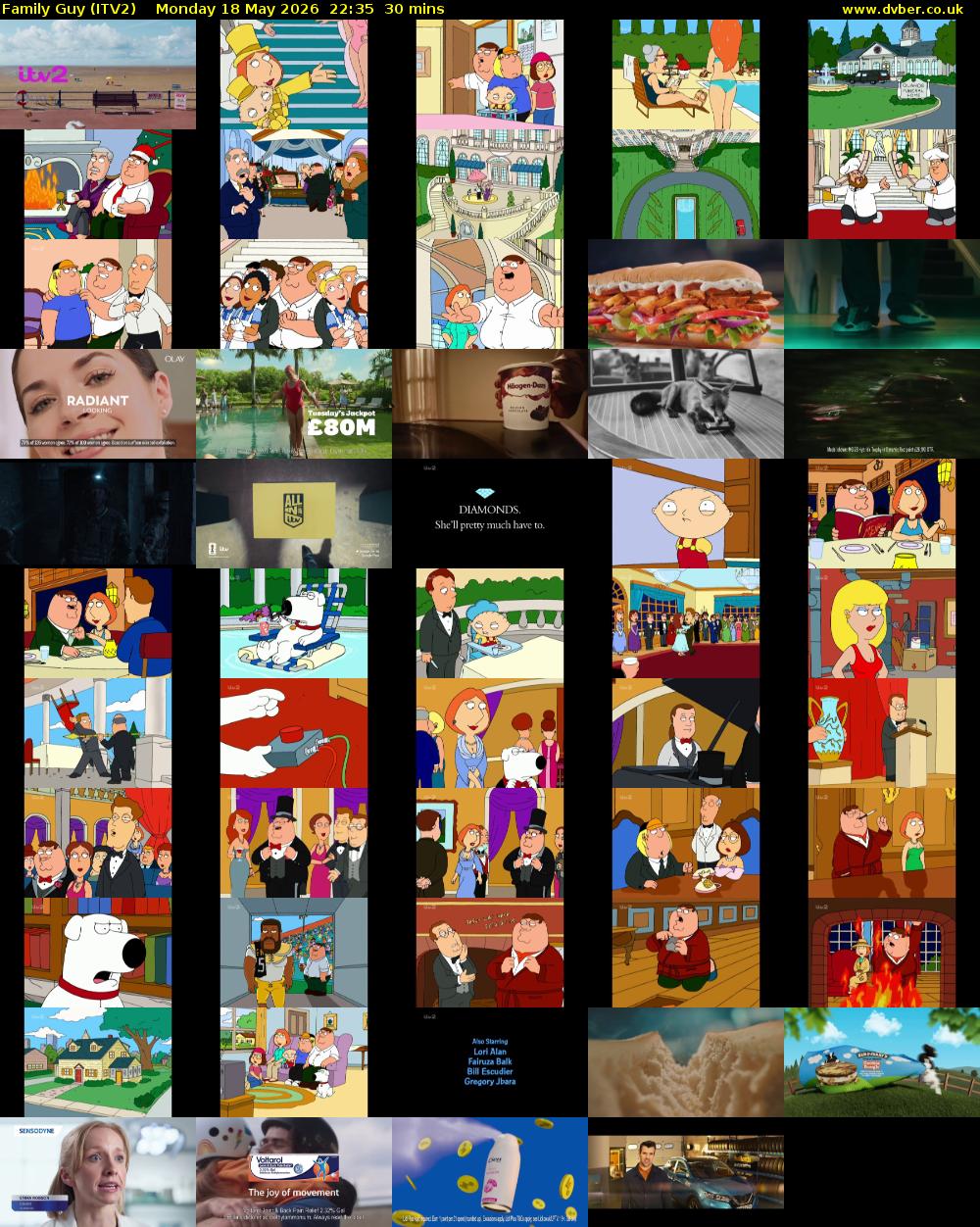 Family Guy (ITV2) Monday 18 May 2026 22:35 - 23:05