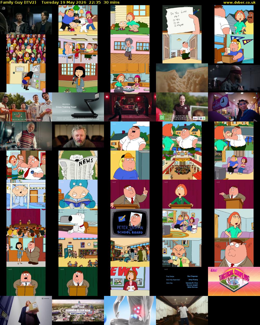 Family Guy (ITV2) Tuesday 19 May 2026 22:35 - 23:05