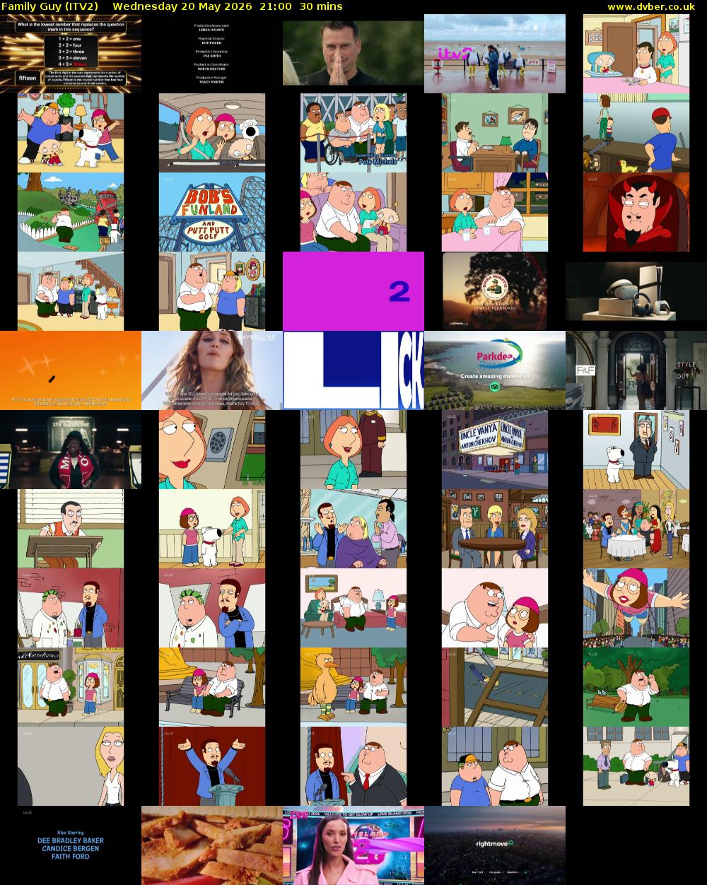 Family Guy (ITV2) Wednesday 20 May 2026 21:00 - 21:30
