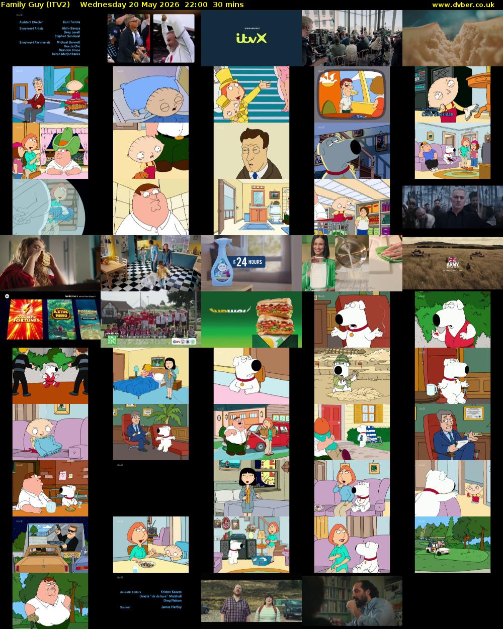 Family Guy (ITV2) Wednesday 20 May 2026 22:00 - 22:30