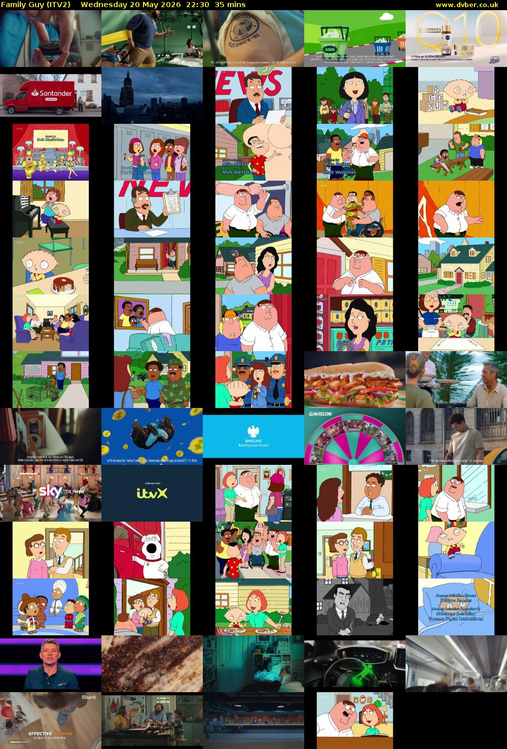 Family Guy (ITV2) Wednesday 20 May 2026 22:30 - 23:05
