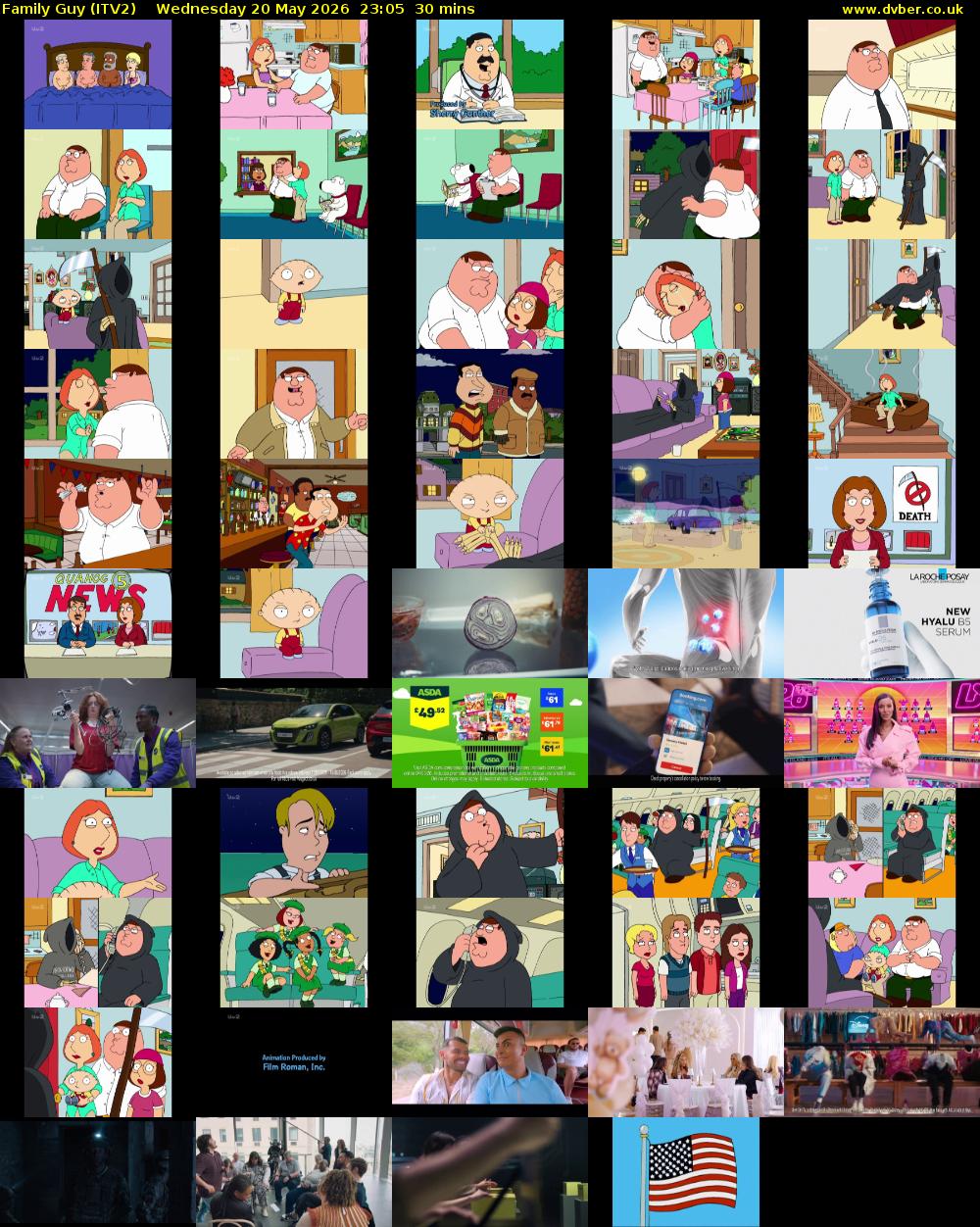 Family Guy (ITV2) Wednesday 20 May 2026 23:05 - 23:35