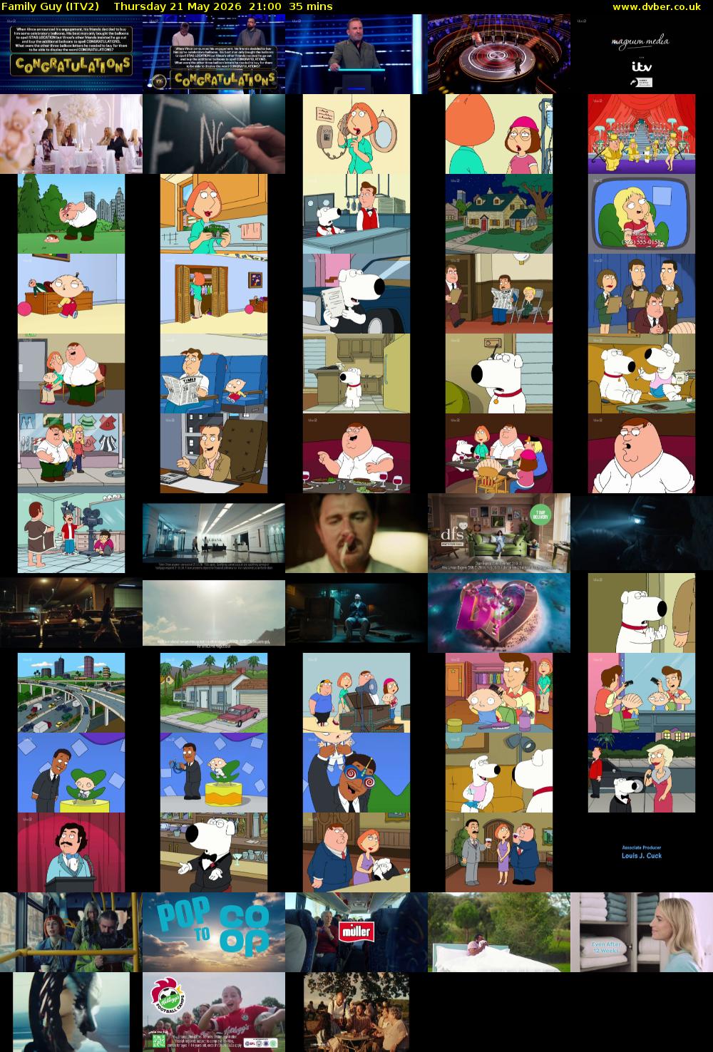 Family Guy (ITV2) Thursday 21 May 2026 21:00 - 21:35