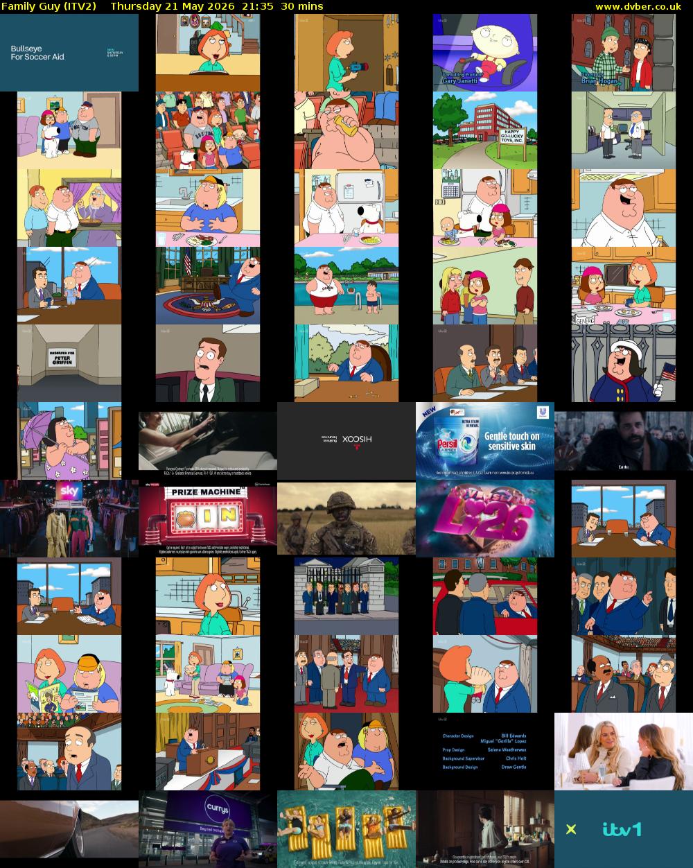 Family Guy (ITV2) Thursday 21 May 2026 21:35 - 22:05