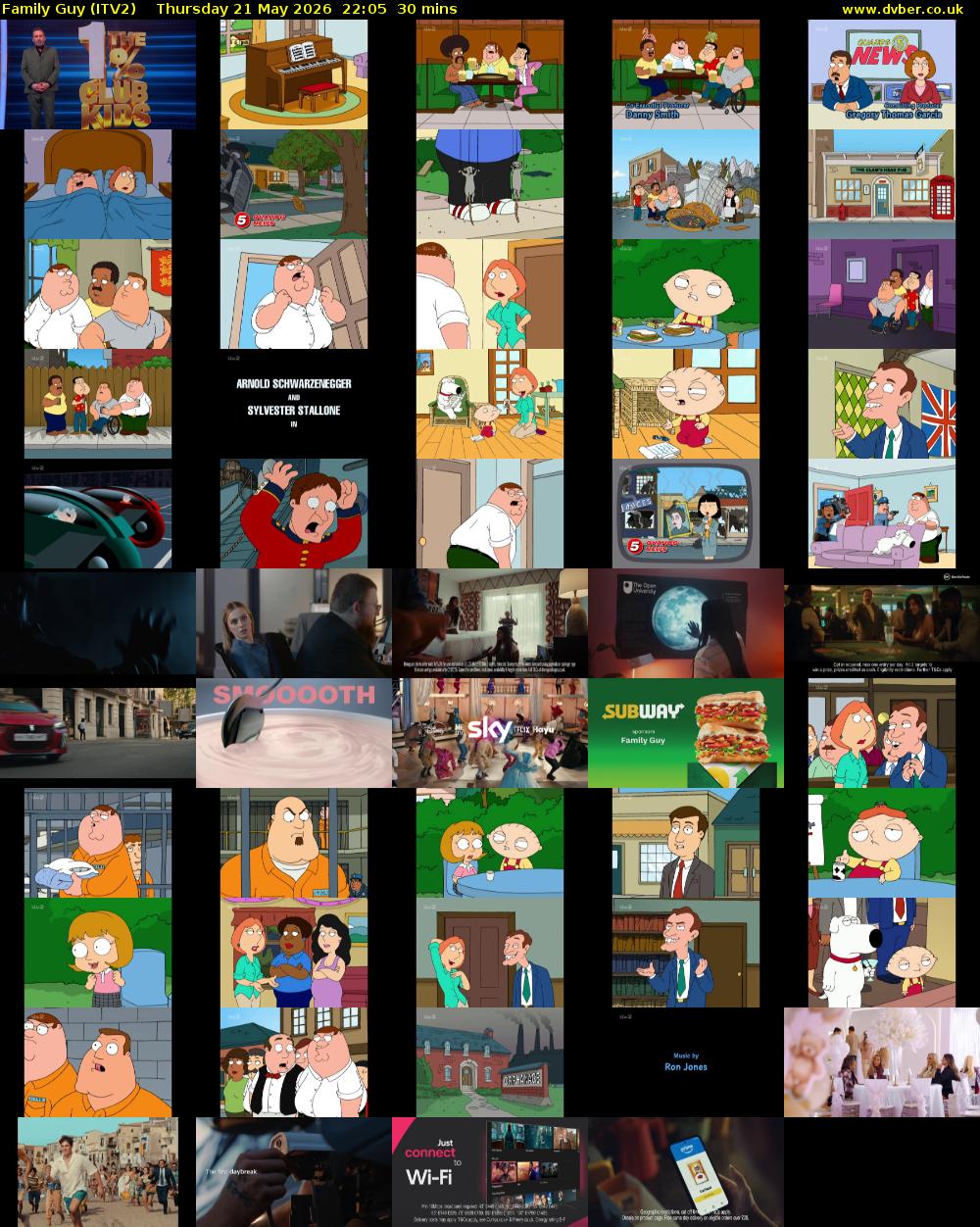 Family Guy (ITV2) Thursday 21 May 2026 22:05 - 22:35