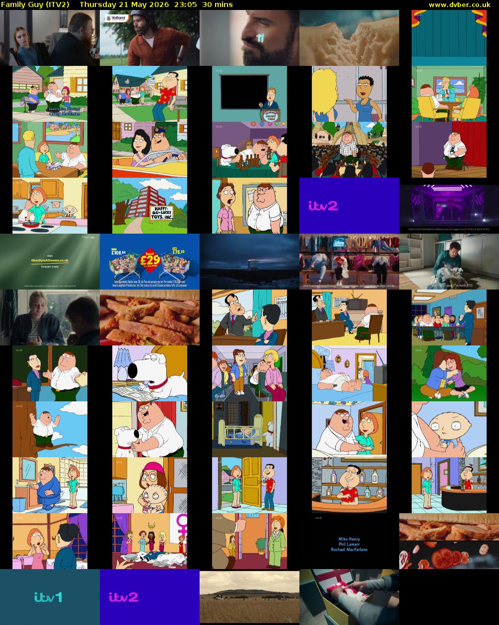 Family Guy (ITV2) Thursday 21 May 2026 23:05 - 23:35