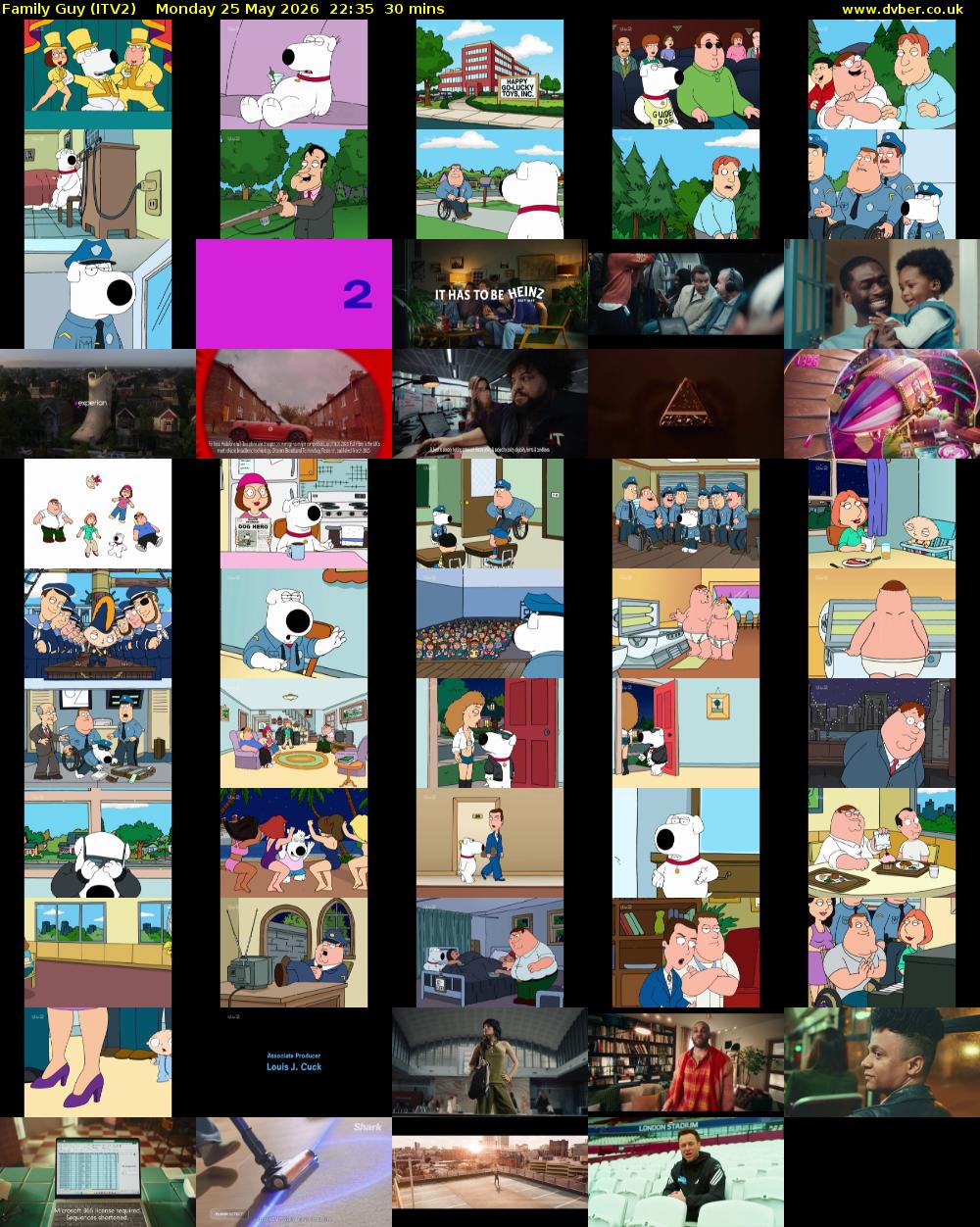 Family Guy (ITV2) Monday 25 May 2026 22:35 - 23:05