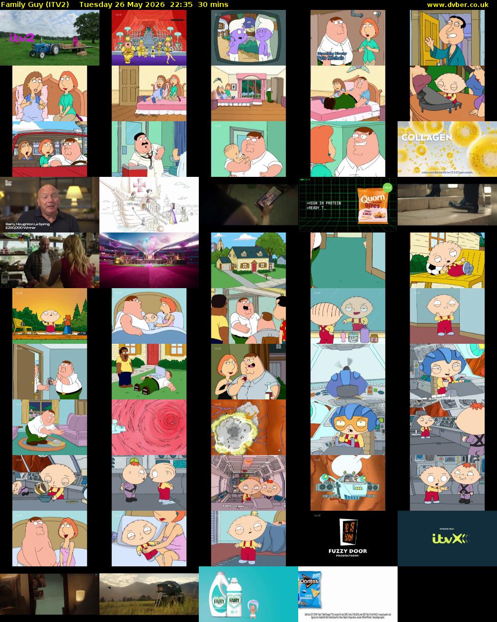 Family Guy (ITV2) Tuesday 26 May 2026 22:35 - 23:05