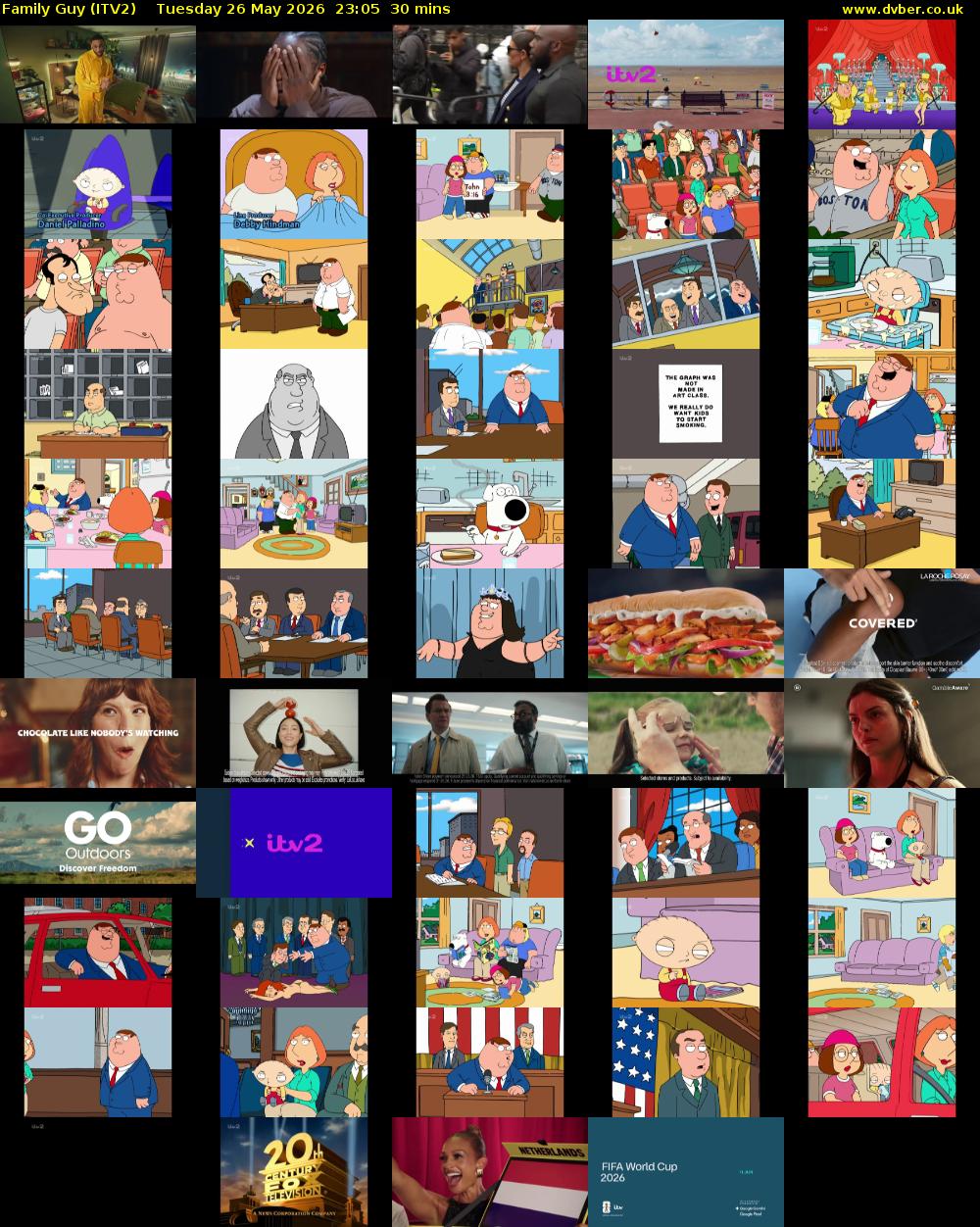 Family Guy (ITV2) Tuesday 26 May 2026 23:05 - 23:35