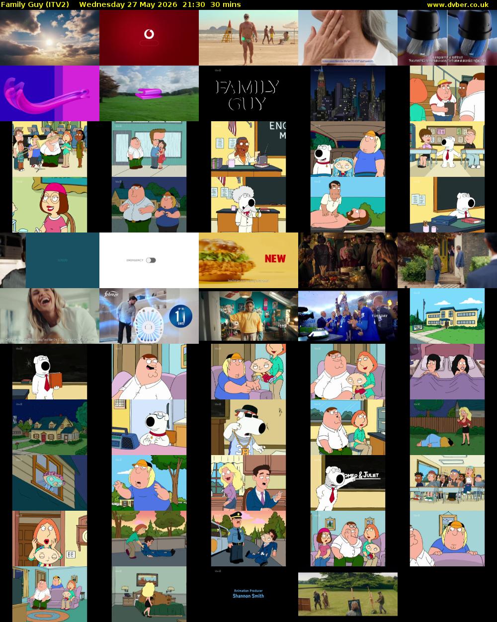 Family Guy (ITV2) Wednesday 27 May 2026 21:30 - 22:00