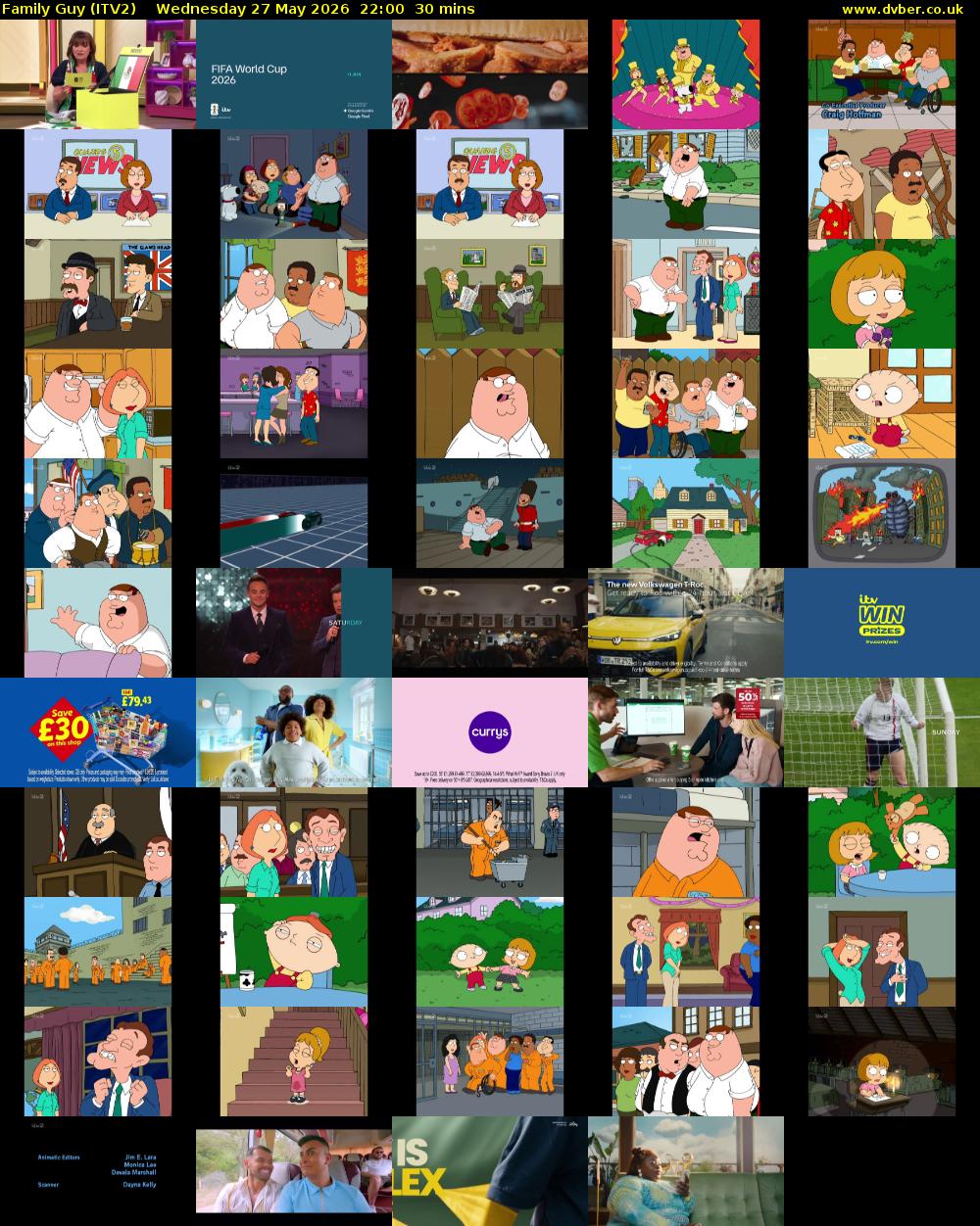 Family Guy (ITV2) Wednesday 27 May 2026 22:00 - 22:30