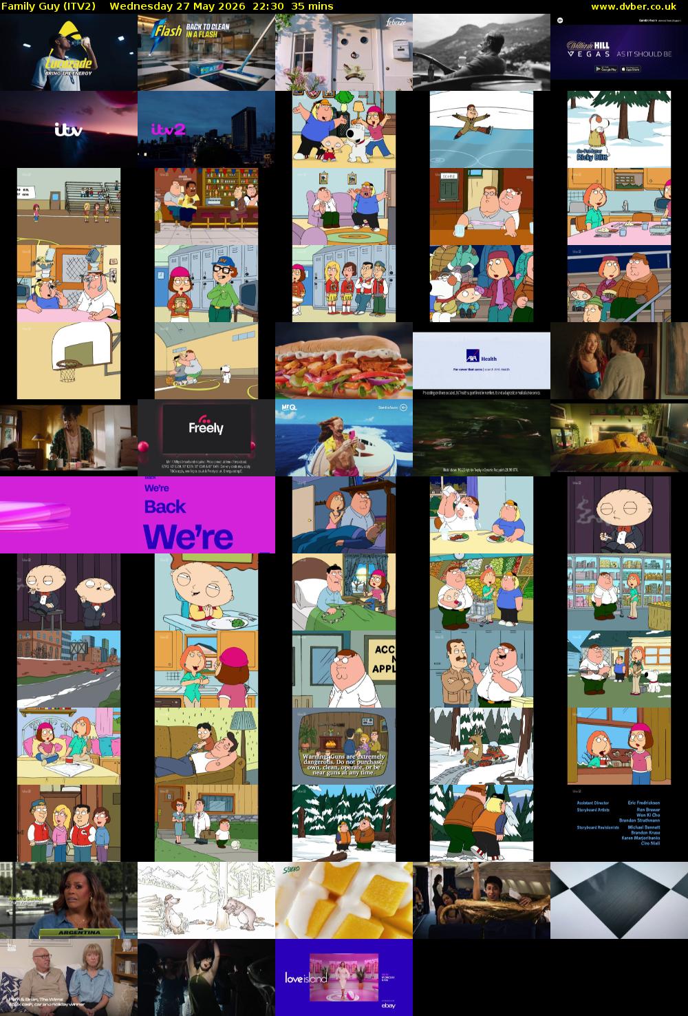 Family Guy (ITV2) Wednesday 27 May 2026 22:30 - 23:05