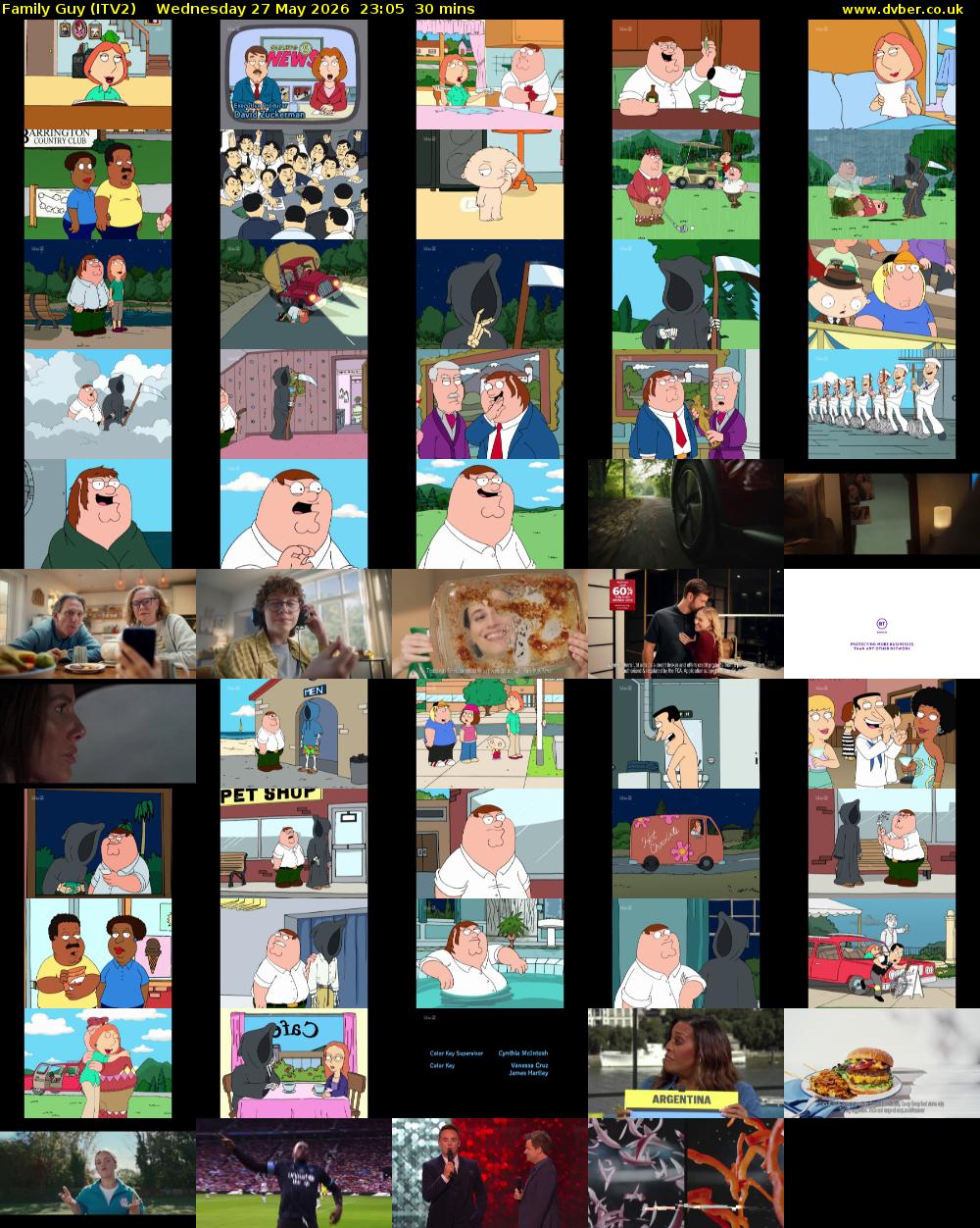 Family Guy (ITV2) Wednesday 27 May 2026 23:05 - 23:35