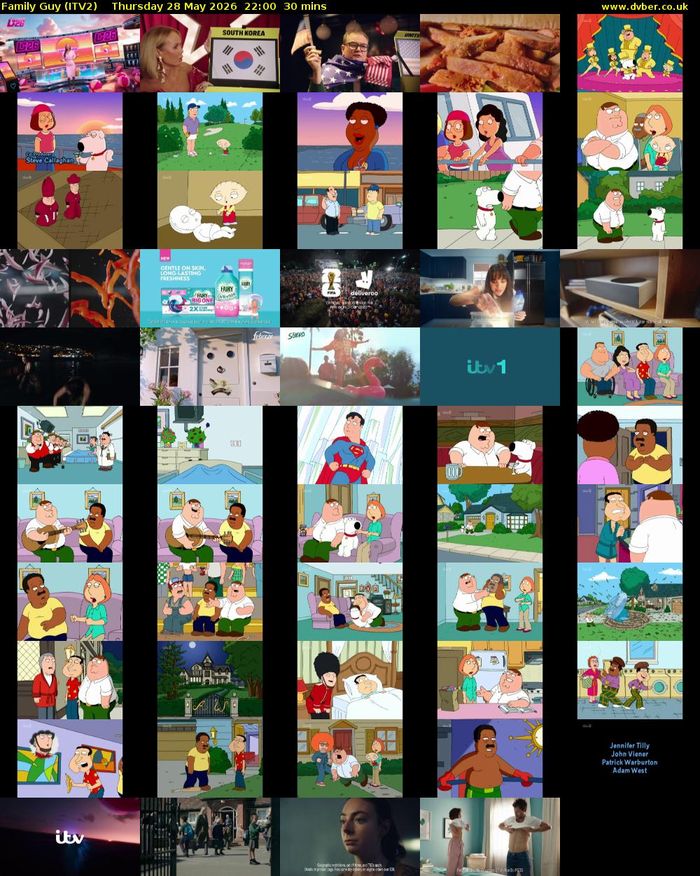 Family Guy (ITV2) Thursday 28 May 2026 22:00 - 22:30