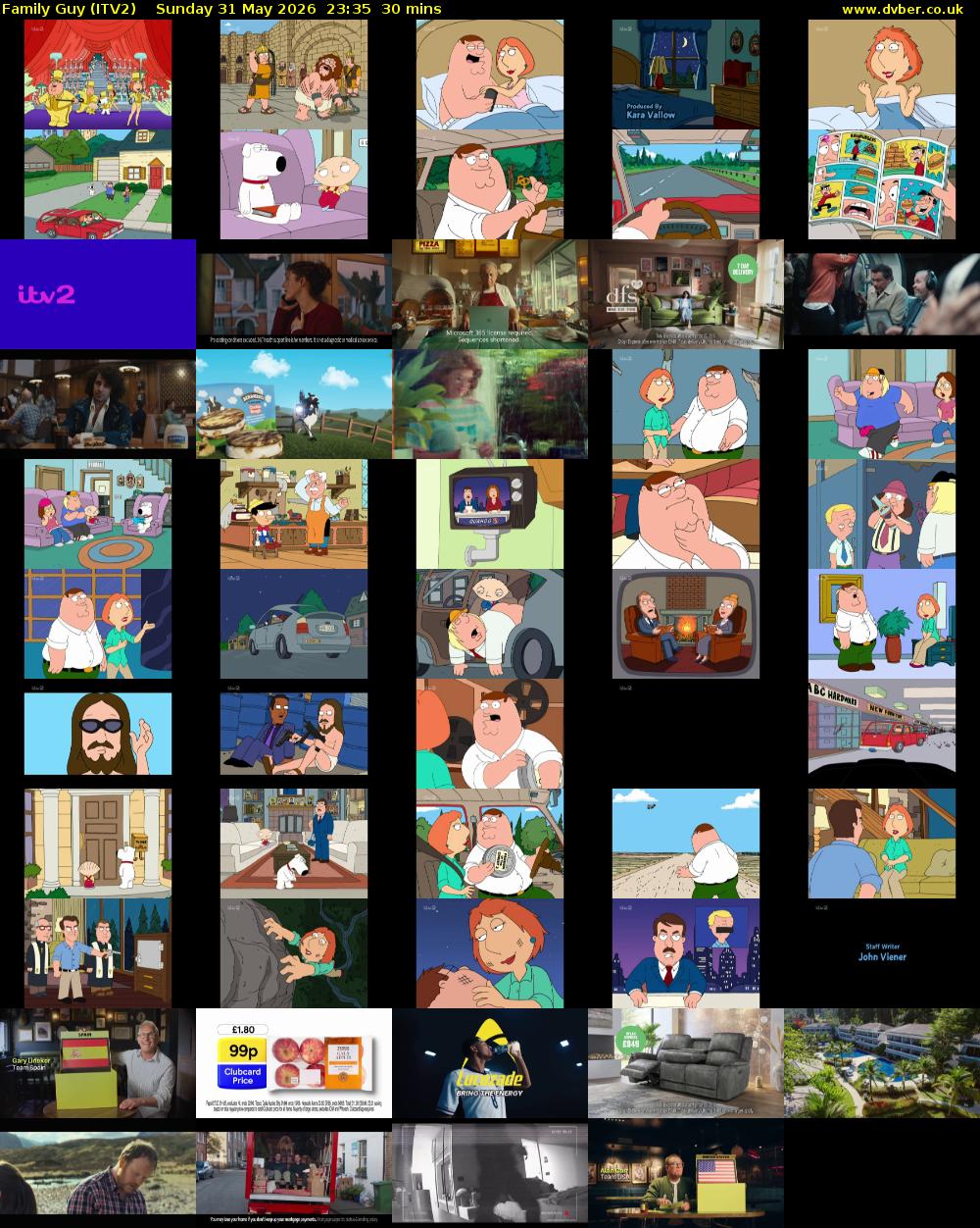 Family Guy (ITV2) Sunday 31 May 2026 23:35 - 00:05