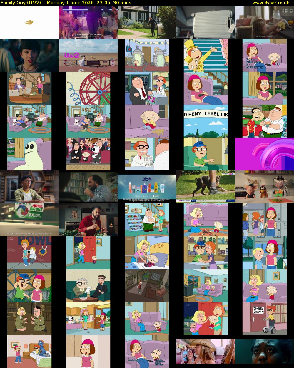 Family Guy (ITV2) Monday 1 June 2026 23:05 - 23:35