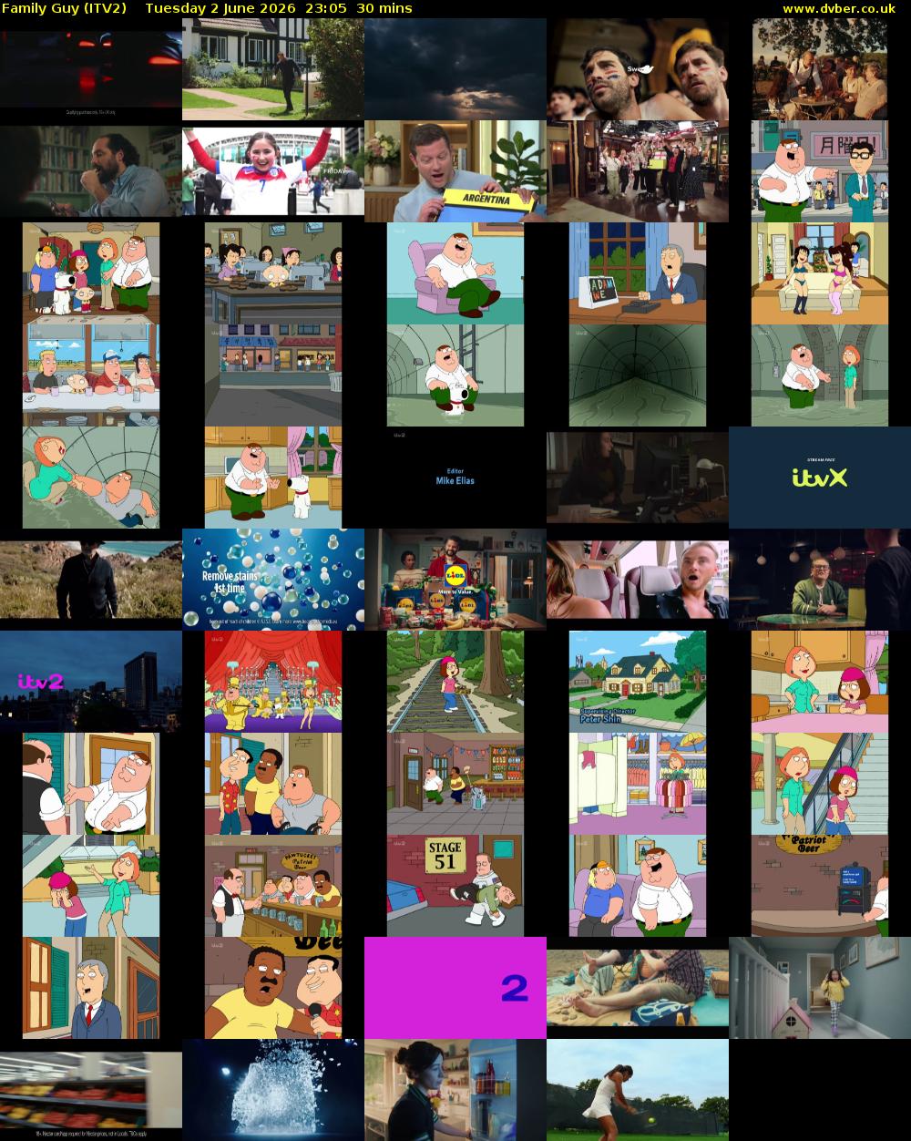Family Guy (ITV2) Tuesday 2 June 2026 23:05 - 23:35