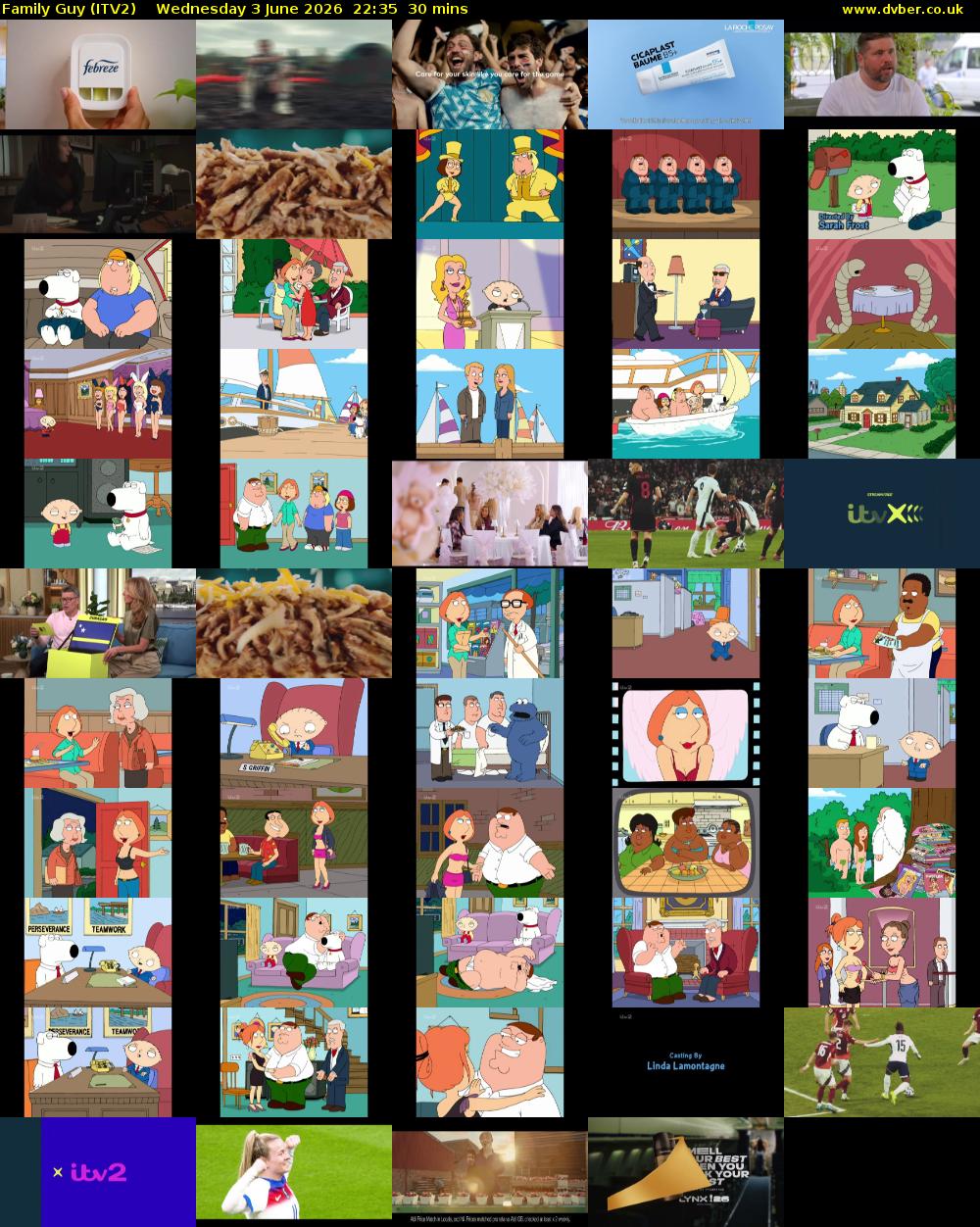 Family Guy (ITV2) Wednesday 3 June 2026 22:35 - 23:05