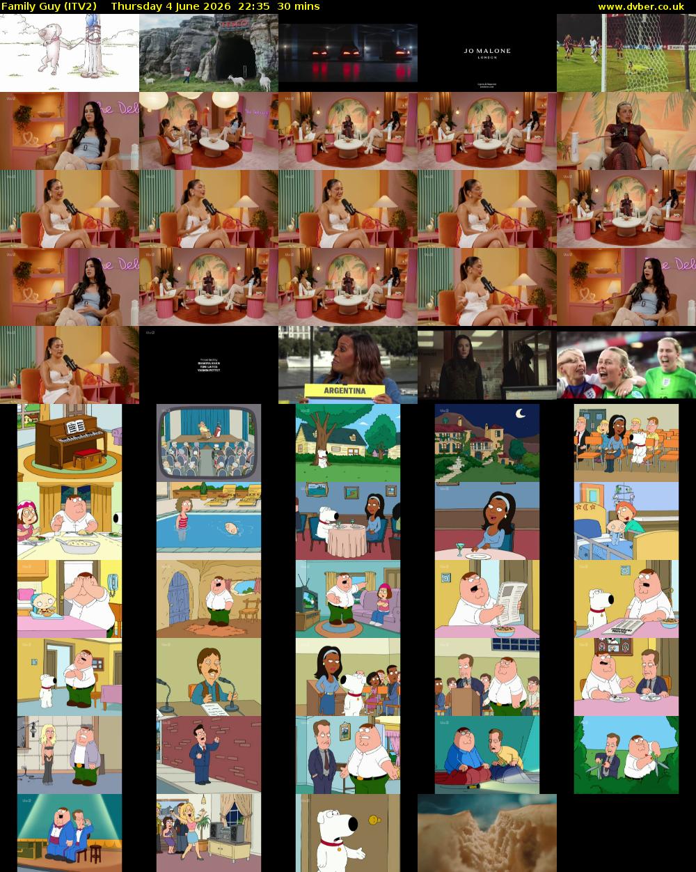 Family Guy (ITV2) Thursday 4 June 2026 22:35 - 23:05